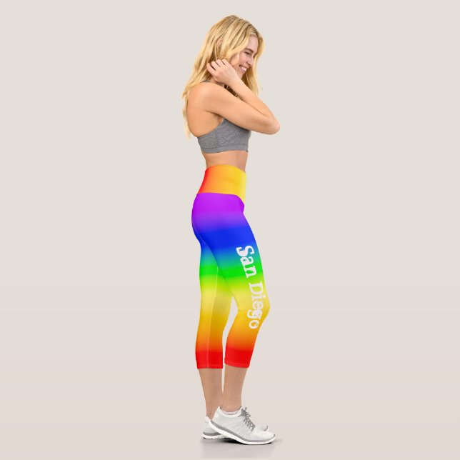 Leggings Capri San Diego Pride Rainbow Flag LGBT Ombre Stripes (Droite)