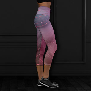 Leggings Capri Sangria Strata   Moody Pink and Purple Luxe Agate