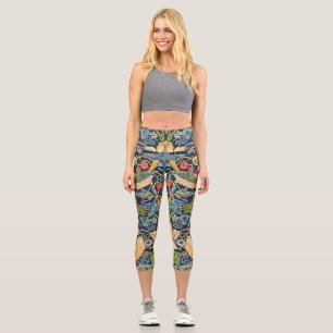 Leggings Capri Schéma floral William Morris Strawberry Thief