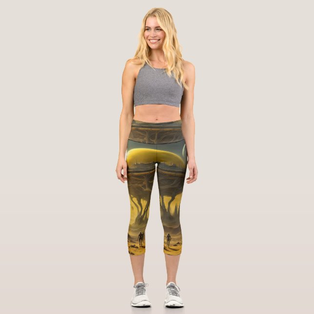 Leggings Capri Sci-Fi Alien World View Planet Ufo Tower (Recto)