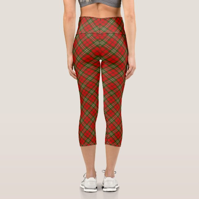Leggings Capri Scott tartan rouge vert plaid (Verso)