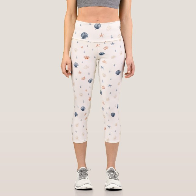 Leggings Capri Seashell Starfish Motif sans fil (Recto)
