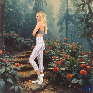 Leggings Capri Sérénité de noeud celtique - Lila, Pêche et blanc