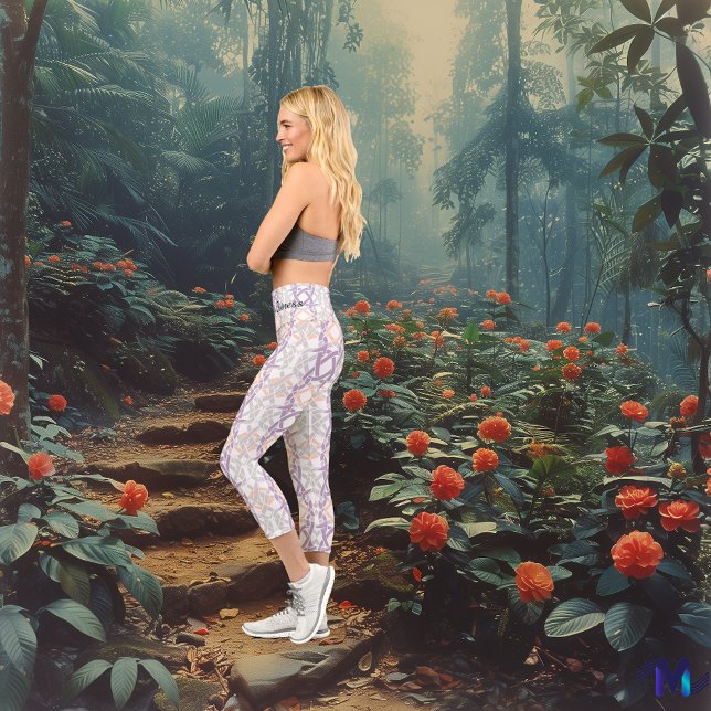 Leggings Capri Sérénité de noeud celtique - Lila, Pêche et blanc (Créateur téléchargé)