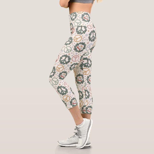 Leggings Capri Serments de paix et joie pour le Motif mondial (Gauche)
