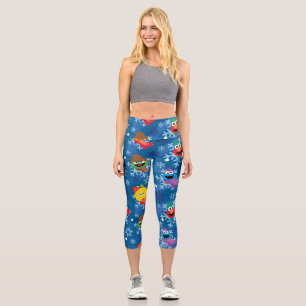 Leggings Capri Sesame Street Winter Snowflake Motif