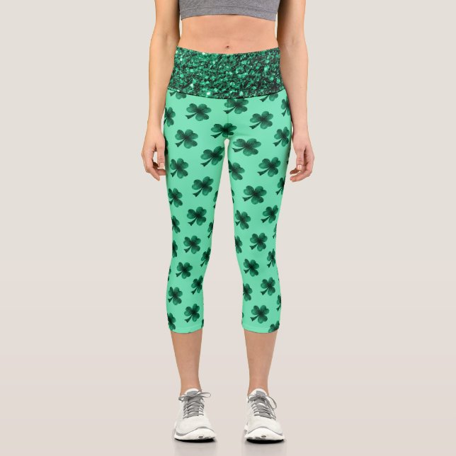 Leggings Capri Shamrock de la Saint Patrick motif de la fête du   (Recto)