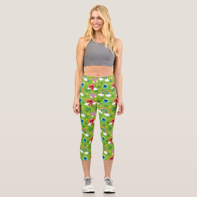 Leggings Capri Shamrock de rue Sesame et Motif arc-en-ciel (Recto)