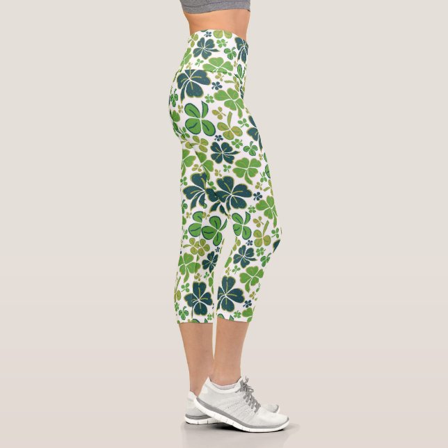 Leggings Capri Shamrock de trèfle vert Motif Saint Patrick`s Day (Droite)