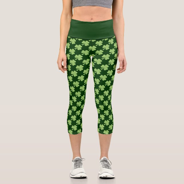 Leggings Capri Shamrock Pois  Patricks motif de la journée (Recto)