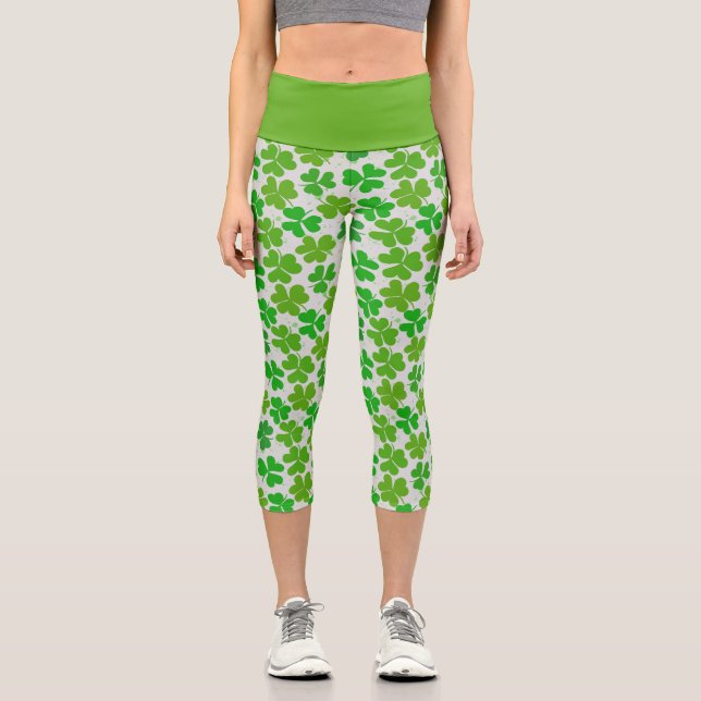 Leggings Capri Shamrocks chanceux de la Saint Patrick (Recto)