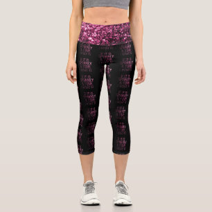Leggings Capri Si c'est Sparkly et Pink je le veux noir motif