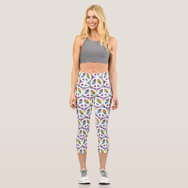 Leggings Capri Signe de paix hippie (Recto)