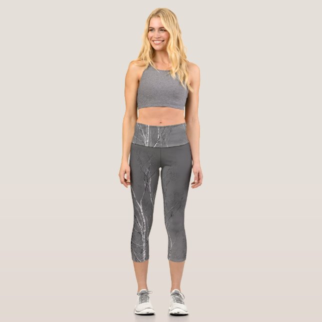 Leggings Capri Silhouettes de bouleau foncé 1 (Recto)