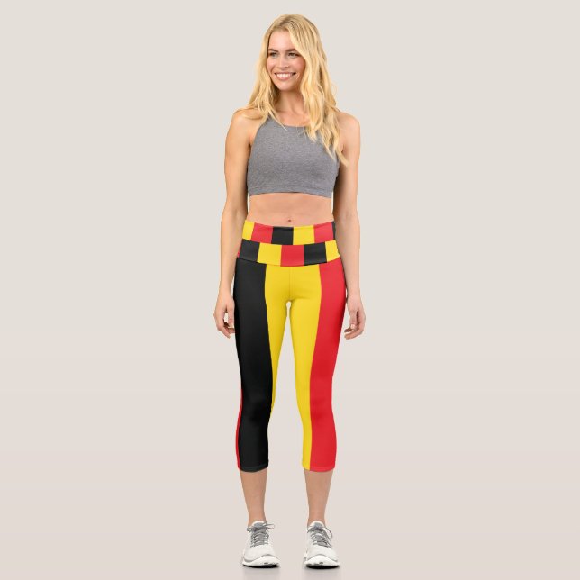 Leggings Capri Simple moderne noir rouge jaune Belgique Drapeau (Recto)
