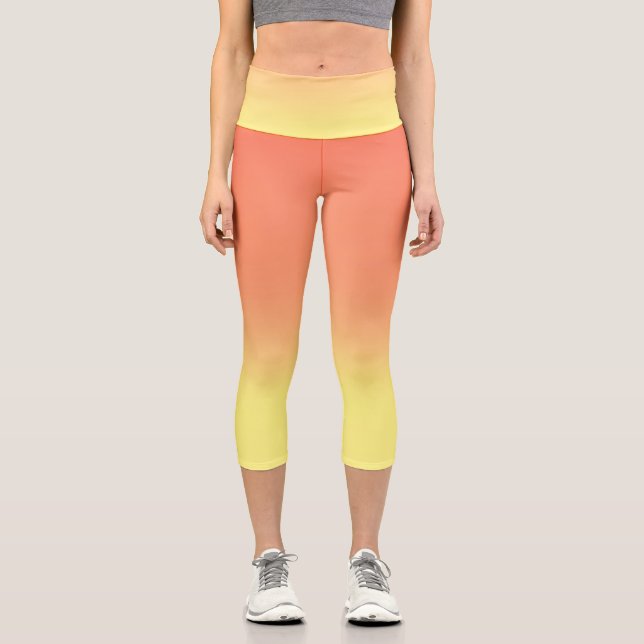Leggings Capri Simple Sunset Ombre Effet orange jaune (Recto)