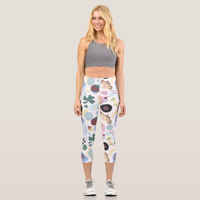 Leggings Capri singe et motif musical (Recto)