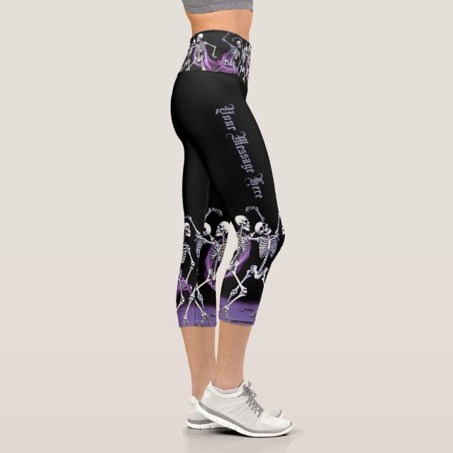 Leggings Capri Skeletons de danse victorienne Macabre Halloween (Droite)