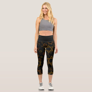 Leggings Capri SlipperyJoe's étoile de David artistique sur le th