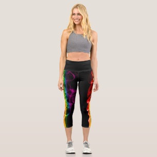 Leggings Capri SlipperyJoe's fumée vif arc-en-ciel célébré
