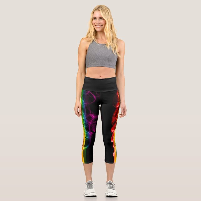 Leggings Capri SlipperyJoe's fumée vif arc-en-ciel célébré (Recto)