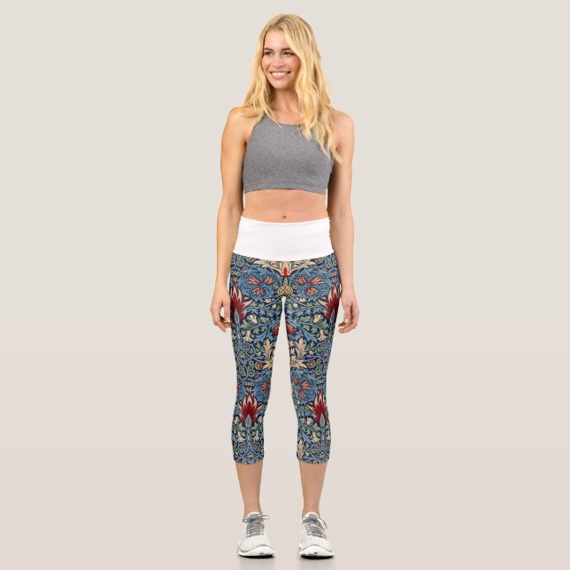 Leggings Capri Snakeshead, Fond d'écran de fleurs de William Morr (Recto)