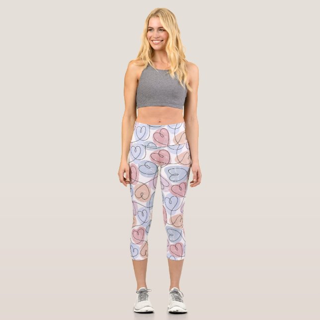 Leggings Capri Soft Hearts : Continuous Line Valentine's (Recto)