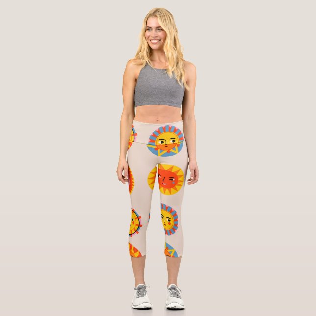 Leggings Capri soleils Abstraits : motif sans couture ethnique. (Recto)