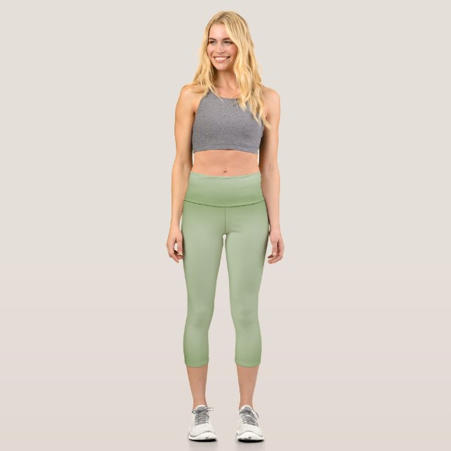 Leggings Capri Solid Jade Green Celadon (Recto)