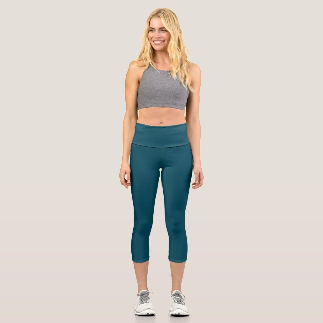 Leggings Capri Solide profonde aqua bleu turquoise (Recto)