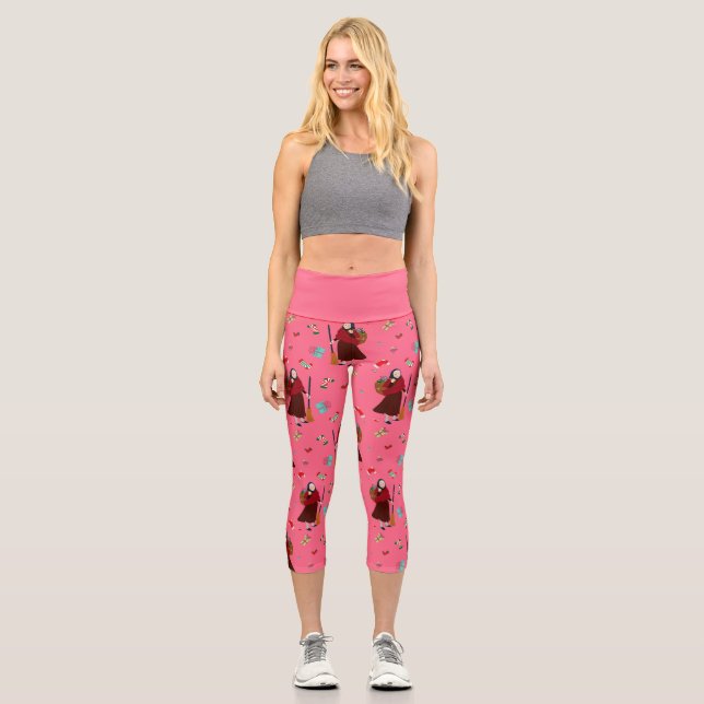 Leggings Capri sorcière de noël rose befana gothmas (Recto)