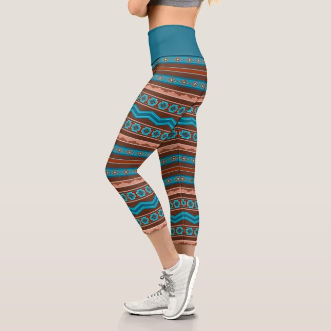 Leggings Capri Southwest Style Geometric Cameron Gorge Design (Gauche)
