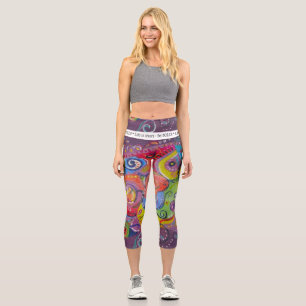 Leggings Capri Soyez gras Abstrait aubergine et peinture tourbée 
