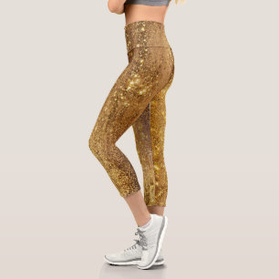 Leggings Capri Sparkly Deep Gold Girl
