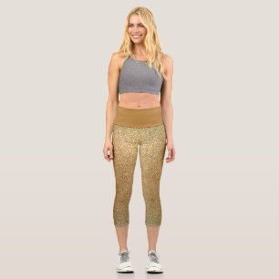 Leggings Capri Sparkly Gold Parties scintillant Fun Yoga Exercice