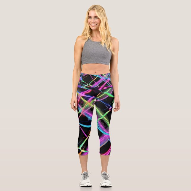 Leggings Capri Spectacle de lumière néon (Recto)