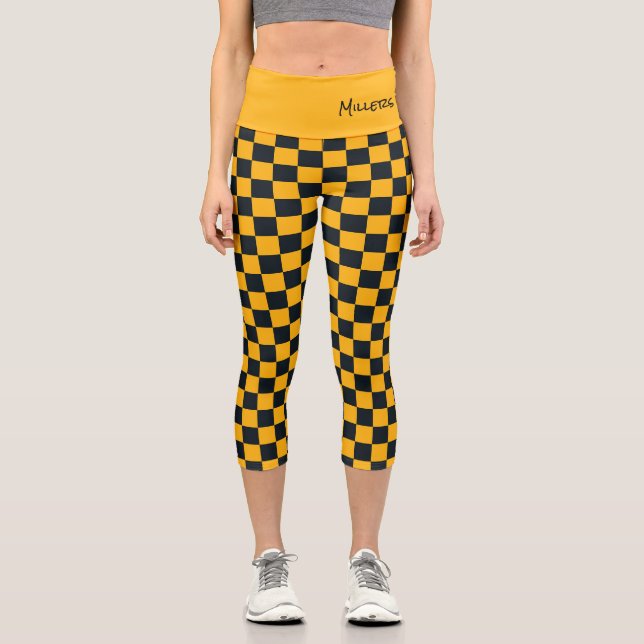 Leggings Capri Sports Check Black Gold Team Couleurs de l'école F (Recto)