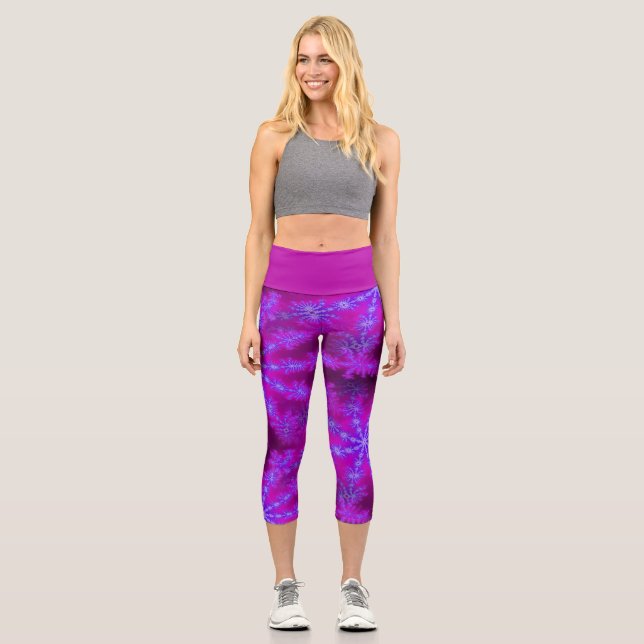 Leggings Capri Starburst Fractal Purple Psychédélique Sauvage Mag (Recto)