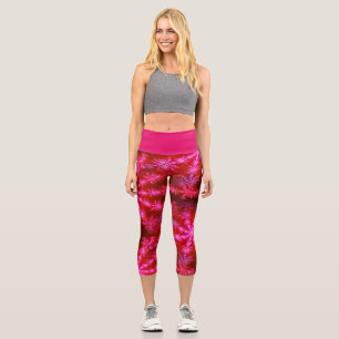 Leggings Capri Starburst psychédélique sauvage et fractal rose ch