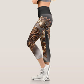 Leggings Capri Steampunk Élégant Clockwork Gear Coeur