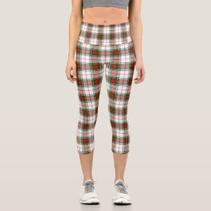 Leggings Capri Stuart / Stewart tartan blanc rouge vert plaid