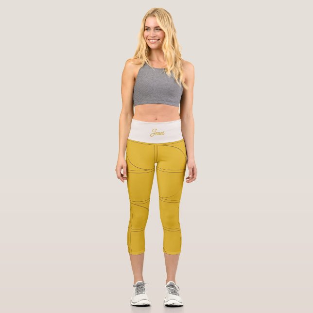 Leggings Capri Studio to Street Minimal Pattern | Jaune personnal (Recto)