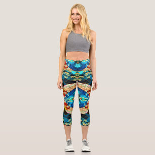 LEGGINGS CAPRI STYLE D'ART JAPONAIS DE LA FORÊT SYMÉTRIQUE