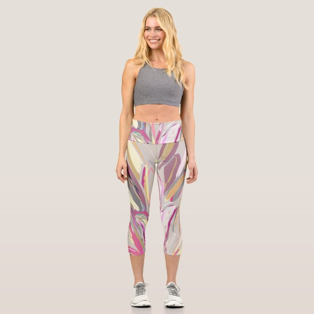 Leggings Capri Style d'art vectoriel Plante tropical Abstrait (Recto)
