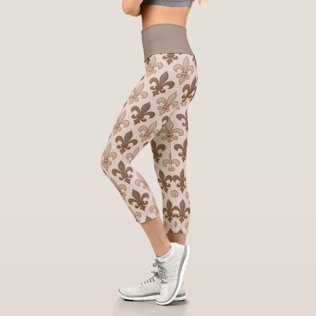 Leggings Capri Style Fleur-de-lis Royale Terre Neutre  (Gauche)