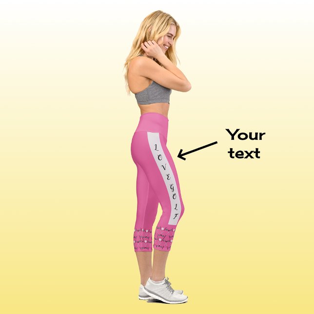 Leggings Capri Style moderne chic texte de golf motif rose (Créateur téléchargé)