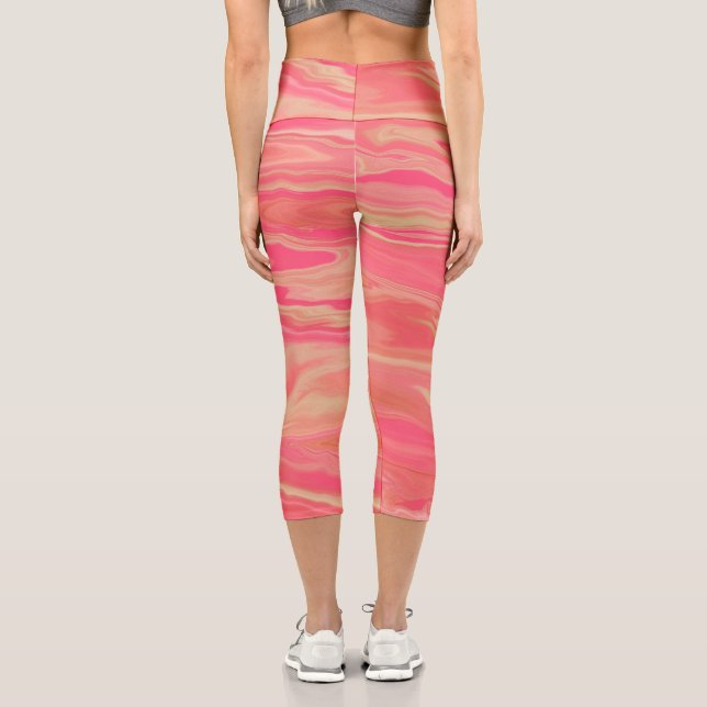 Leggings Capri Style moderne tendance Jaune & Rose (Verso)