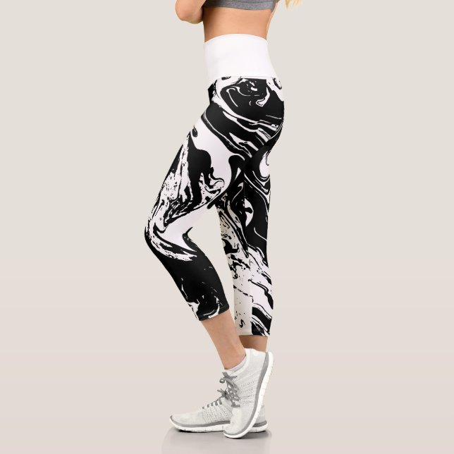 Leggings Capri Style noir et Marbre blanc (Gauche)