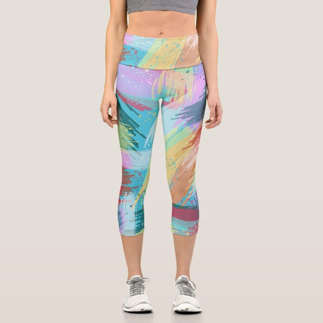 Leggings Capri Style Pastel Colors Art Abstrait (Recto)