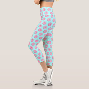 Leggings Capri Sugar Sweet Pink Glazed Donuts